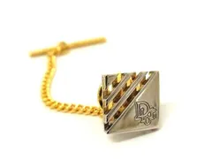 ■美品■ ChristianDior クリスチャンディオール タイタック ネクタイピン アクセサリー メンズ シルバー系×ゴールド系 DG0183