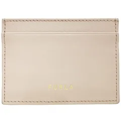フルラ カードケース ロゴ カードホルダー レザー 革 ピンクベージュ系 FURLA カード入れ 名刺入れ IC パスケース 定期入れ 通勤 通学 ブランド小物 【中古】