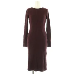 ユニクロ UNIQLO +J 3Dエクストラファインメリノリブワンピース ニット ロング 長袖 クルーネック S ダークブラウン /MY ■OS