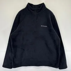 古着 コロンビア Columbia ハーフジップフリースジャケット トレーナー ワンポイントロゴ 大きいサイズ プルオーバー XL  ブラック メンズ