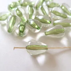 シースルー クリアビーズ 【 12個 14.5mm 】 ドロップ 雫ビーズ カラフル 透明 大人 綺麗 クリア 雫 パー( グリーンティ )