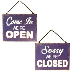 【新着商品】OPEN アメリカン & CLOSED 両面 アンティーク調 木製 プレート 看板