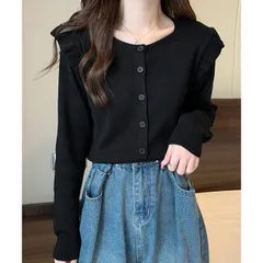 カーディガン レディース 秋冬 ニット 厚手 長袖 軽量 羽織り 旅行 セーター トップス ショート 暖かい あったか レトロ シンプル オフィス カジュアル おしゃれ キレイめ ブラック 20代 30代 40代 50代 送料無料