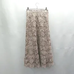 ◇ Θ N. Natural Beauty Basic 花柄レース ウエストゴム ロング丈 フレア スカート サイズS ベージュ系 レディース E  【1502180049569】