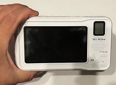 防災用　ポータブルテレビ　ラジオ　電源　自家発電　カラー　ホワイト