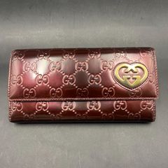 33 GUCCI グッチ シマ レザー レッド 長財布 ラブリーハート