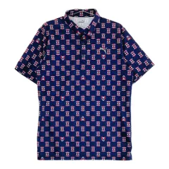 サイズ：XL PUMA GOLF プーマゴルフ  半袖ポロシャツ 総柄 ネイビー系 [240101501424] ゴルフウェア メンズ ストスト