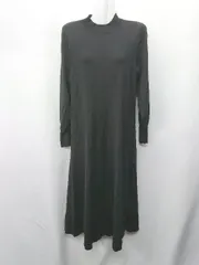 ◇ ⊇ UNIQLO ユニクロ ハイネック ニット地 長袖 ロング丈 ワンピース サイズM ブラック レディース E  【1409240056010】