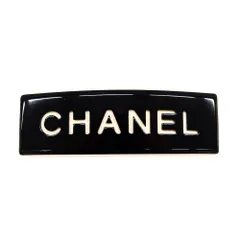 シャネル CHANEL バレッタ レディース ブランド プラスチック ブラック アイボリー 99P 髪留め おしゃれ ロゴ 大きめ シンプル 【中古】