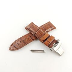 24mm 腕時計 イタリアン カーフレザー 革ベルト ブラウン Dバックル付 【対応】 パネライ PANERAI