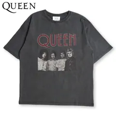 新品 メンズ QUEEN クイーン プリント 半袖 Tシャツ 半袖Tシャツ ティーシャツ フォトプリント ロゴ ロック ロックT バンドT ヴィンテージ風 ウォッシュ加工 ワイドシルエット ユニセックス レディース グレー チャコール