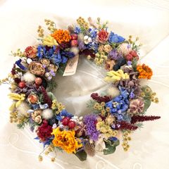 カラフルリース☆ドライフラワーリース☆新年の幕開けに明るいリースを♡