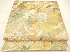 平和屋着物◎佐賀錦　六通柄袋帯　松皮菱草花文　金銀糸　正絹　逸品　DAAK8329bc