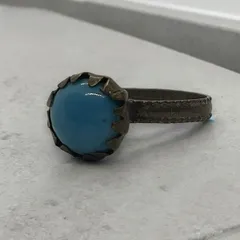 指輪 ターコイズ シンプル リング 17号 インディアンジュエリー シルバー 70 ブラス 30 アクセサリー ビンテージ 50s ~ 60s 70s 80s ナバホ族 サントドミンゴ族 天然石 メンズ レディス 一点物 アンティーク   700 p20/