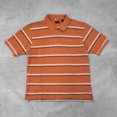 アイゾッド IZOD ロゴ 刺繍 ワンポイント ポロシャツ XLサイズ オレンジ ボーダー 古着 【UR-0463】