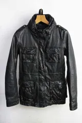 イタリア製 羊革使用 総レザー M-65 ジャケット【66】本革 革ジャン 皮ジャン レザージャケット ライダース【古着】【中古】【レディース】【メンズ】女性【ヴィンテージ】 アメカジ バイク バイカー ミリタリー イサムカタヤマ バックラッシュ