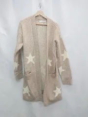 ◇ ⊇ Bou Jeloud ブージュルード 星 長袖 ロングカーディガン サイズF ベージュ レディース E  【1502180079184】