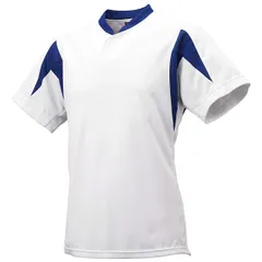 新品 [エスエスケイ] 野球ユニフォーム 1ボタンベースボールTシャツ メンズ ホワイト×Dブルー (1063) 日本 L (日本サイズL相当)
