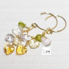 ж14kgf 天然ハートじゃらじゃらピアス