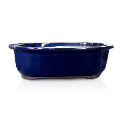 【未使用】盆栽鉢 9号 木瓜鉢 モッコ鉢 青色 海鼠釉 瀬戸焼 陶器 大型 中型 雑木 松柏 約28センチ 植木鉢 苔 うめきち盆栽用品店