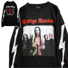マリリンマンソン MARILYNMANSON 黒 長袖 Tシャツ ロンT バンド ロングスリーブ デザイン 袖 両面 プリント 派手 奇抜 古着 ビンテージ ロック メタル ヒップホップ ラッパー アーティスト 7部袖  2500 p10