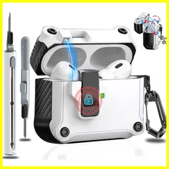 OJBSEN AirPods Pro/Pro2 ケース (2023/2022/2019) AirPods Pro 第1世代/第2世代 ケース 安全ロック付き 自動ボタン ハード TPU えあーぽっつ プロケース エアーポッズプロカバー Magsafe ワイヤレ