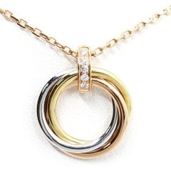 【栄】カルティエ K18PG トリニティ 3カラー ダイヤモンド ネックレス 750PG WG YG ジュエリー レディース【仕上済】