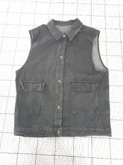 ◇ Θ apres jour mignon アプレジュールミニョン コットン100％ デニム ベスト サイズLL ブラック系 レディース E  【1509100083573】