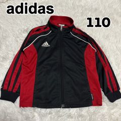 adidas アディダス キッズ110 ジャージ 黒×赤 バッグプリント 胸ロゴ刺繍