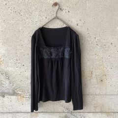 HIROKO BIS黒ストレッチ花付きトップス11号サイズ