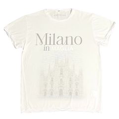 ★新品★ MADE IN ITALY製 MAGLIA 2025年AWモデル 「Milano in MAGLIA」 イタリア都市シリーズ ミラノ大聖堂 プリント クルーネックTシャツ ホワイト×ミラノグレー M～XLサイズ
