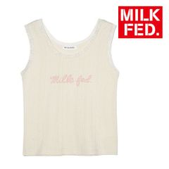 tシャツ Tシャツ ミルクフェド milkfed MILKFED タンクトップ LACE TANK TOP 103242013013  レディース ブランド 白 オフホワイト レース ノースリーブ ホワイト 丸首 クルーネック おしゃれ 可愛い ロゴ