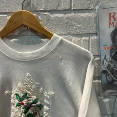 古着　M  FRUIT OF THE LOOM made in USA刺繍プリント　白　スウェット