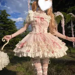 新品未使用 春夏のお出かけコーデ  ロリータワンピース  フリルたっぷりで可愛い！