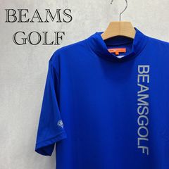 BEAMS GOLF ビームス ゴルフ ORANGE LABEL スポーツロゴ モックネックシャツ 82-03-0062-803 ハイネック 半袖 Tシャツ L ブルー メンズ