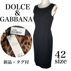 m35 新品・タグ付  DOLCE&GABBANA ドルチェアンドガッバーナ ワンピース ノースリーブ Aライン サイズ42 レディース ブラック レオパード 豹柄 イタリア製 D&G ディーアンドジー