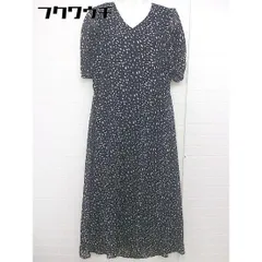◇ ◎ GRL グレイル タグ付き 総柄 レースアップ 半袖 ロング ワンピース サイズM ブラック レディース 【中古】 【1105210026907】