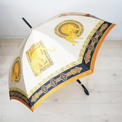 美品　ジャンニヴェルサーチ　総柄　イエローゴールド　長傘　雨傘　ペイズリー 美品ジャンニヴェルサーチ総柄イエローゴールド長傘雨傘ペイズリー