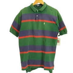 ポロバイラルフローレン Polo by RALPH LAUREN 90s USA製 ポニー刺繍 半袖 マルチボーダー ポロシャツ メンズ import：L 