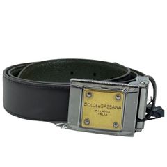 【未使用】DOLCE&GABBANA ドルチェ&ガッバーナ ドルガバ ベルト ロゴプレート 小物 レザー カーキ ブラウン【サイズ 85】