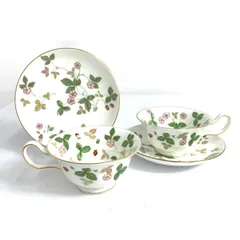 Wedgwood ウェッジウッド ティーカップ&ソーサー2客  ワイルドストロベリー/箱無/金彩スレ    ホワイト  / 240001162430