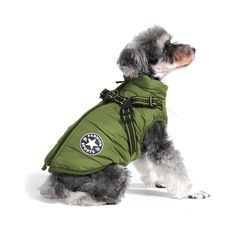 【数量限定】ベスト 防寒 裏起毛 着脱簡単 中型犬 防水 小型犬 冬 服 犬 撥水 猫 ペット 暖かい ジャケットリードリングあり 夜間反射 牽引 おしゃれ 背中開き お散歩（M，オリブ－） ハーネス付き 犬服「2024冬の登場」一体型綿コート Koramak