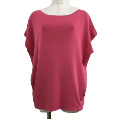 オペークドットクリップ OPAQUE.CLIP カットソー ニット プルオーバー ラウンドネック 無地 フレアスリーブ 40 L ピンク