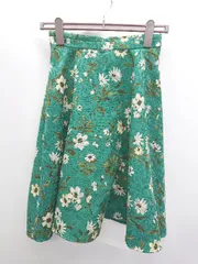 ◇ misch masch ミッシュマッシュ 花柄 膝下丈 フレア スカート サイズS グリーン系 マルチ レディース P  【1406180055202】