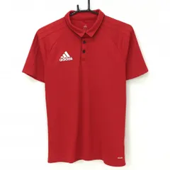 【超美品】アディダス 半袖ポロシャツ レッド×白 胸ロゴ climalite メンズ M ゴルフウェア adidas
