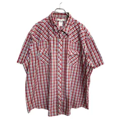 Wrangler 半袖 ウエスタンシャツ 3XLサイズ ラングラー レッド ブルー 古着卸 アメリカ仕入 t2410-3215