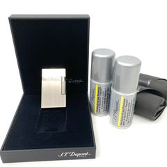 ✨期間限定価格✨【S.T.Dupont】エステーデュポン ヴァーティカルライン ライン2 シルバーカラー フランス製 ライター 喫煙具 未使用ガスリフィル･フリントセット付き☆