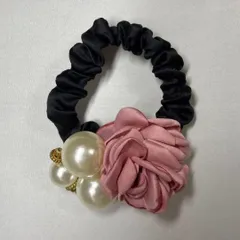 ヘアゴム　バラ　ピンク