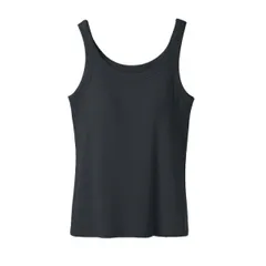 ブラトップ タンクトップ カップ付き レディース リブ編み Uネック しっかりした生地 パッド付 オシャレ 上品 さらさら シンプル 無地 ストレッチ 黒 白 rr-035