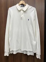 RALPH LAUREN ポロシャツ POLO RALPH LAUREN/ポロラルフローレン オフホワイト長袖ポロシャツ 刺繍ロゴ コットン